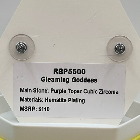 Bomb Party Earrings RBP5500 GLEAMING GODDESS Purple Topaz CZ/ Hematite Plating - Picture 4 of 4